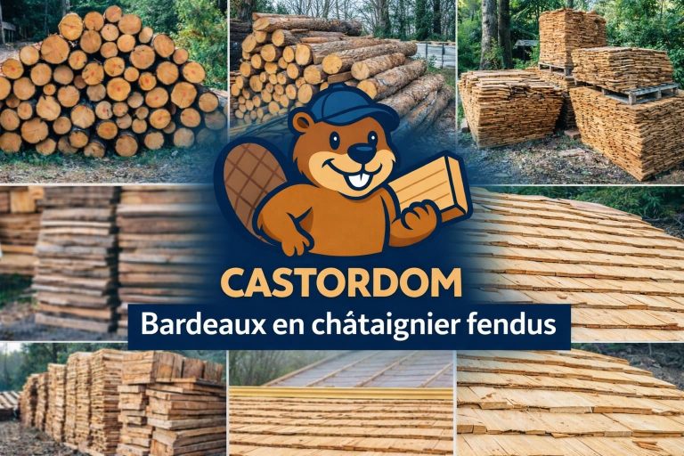 bardeaux chataigners avec le logo Castordom