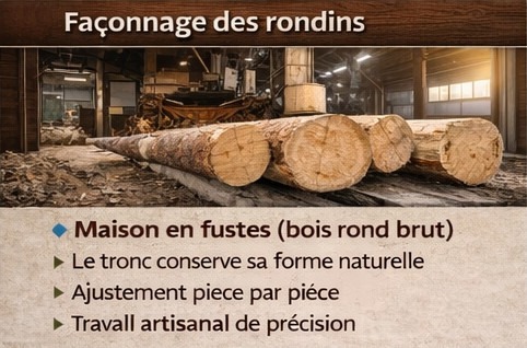 Façonnages des rondins en usine