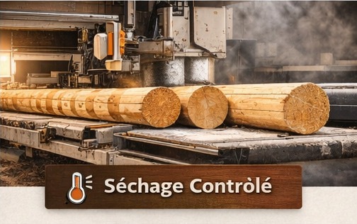 Séchage des troncs d'arbre